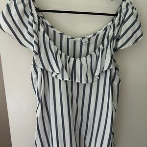 Old Navy Blue and White Striped Blouse